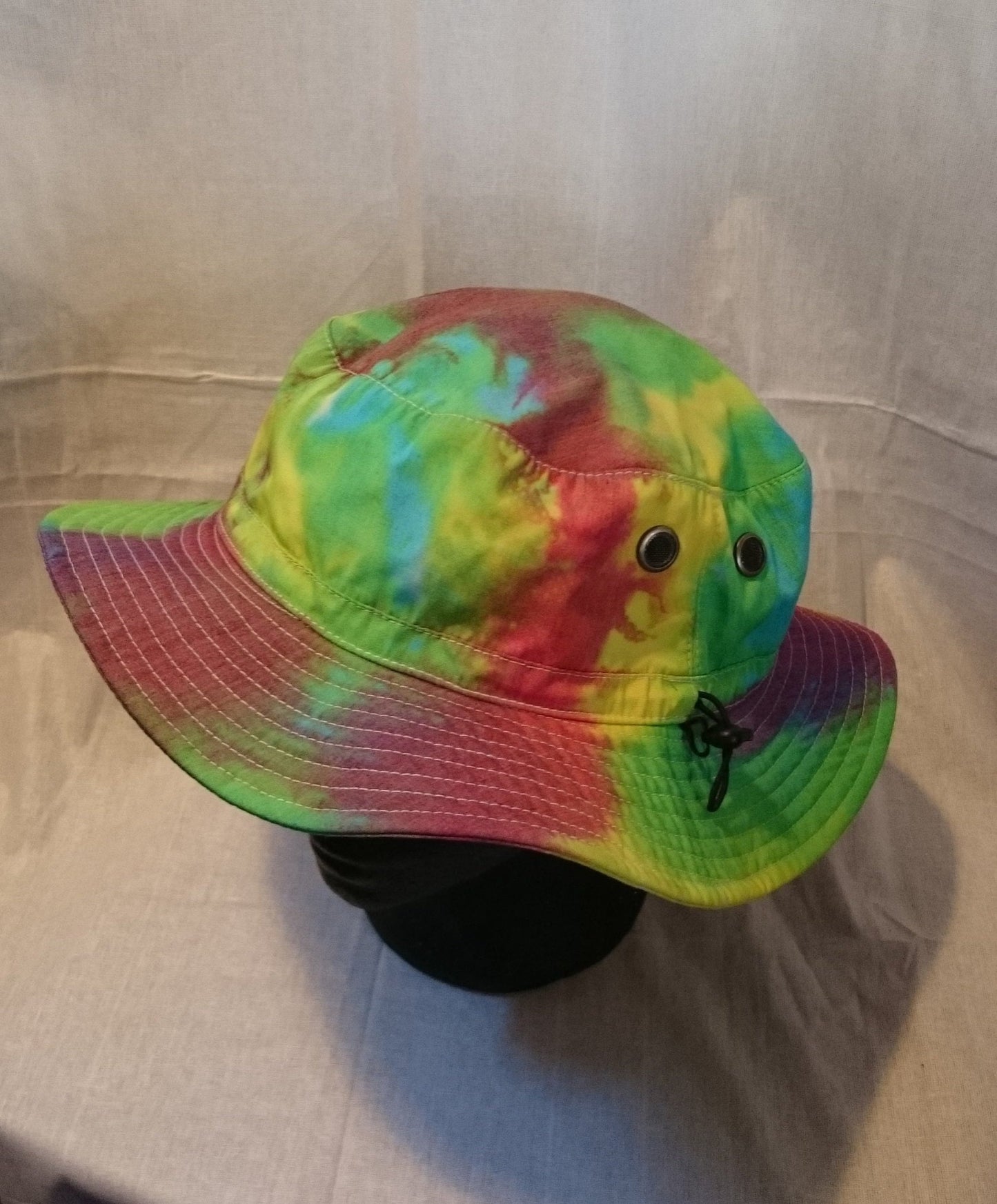 Handmade Tie Dye wide brim bucket fishing Rave Hat Rainbow Multi Colour Festival