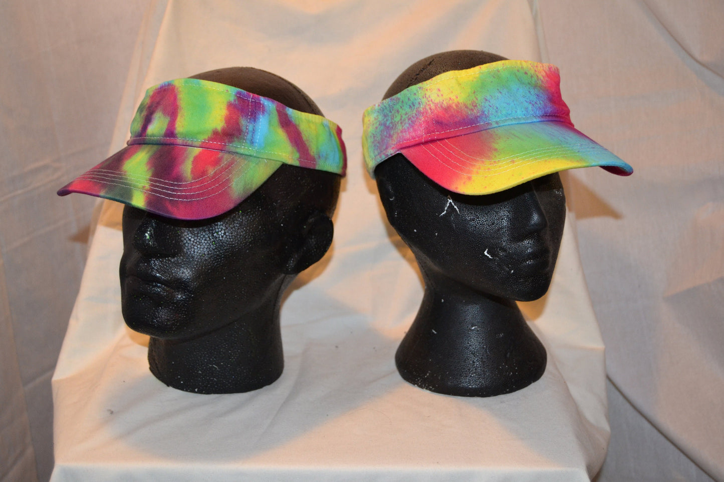 Handmade Tie Dye Visor Cap Rave Hat Rainbow Multi Colour Festival