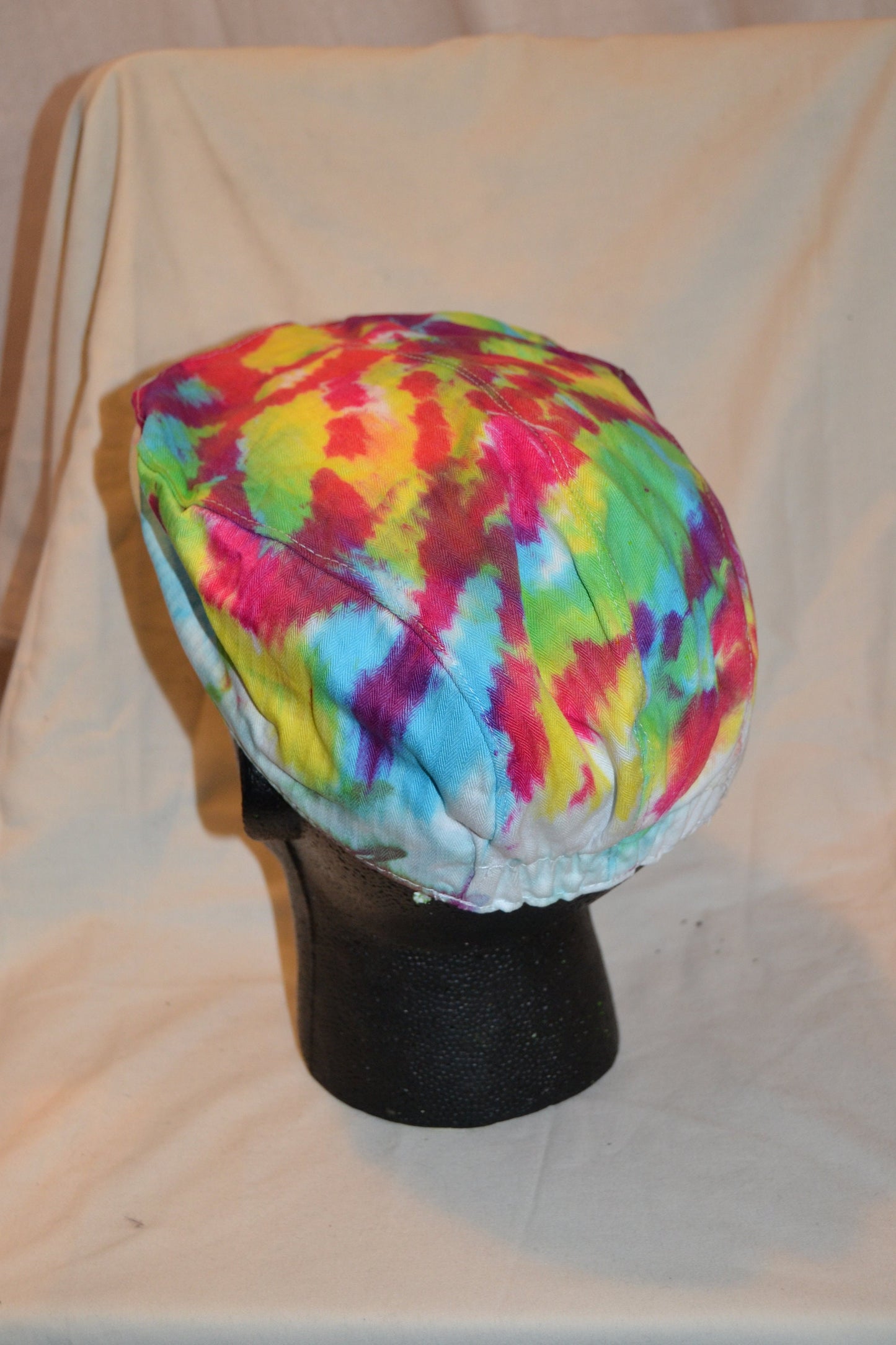 Handmade Tie Dye Flatcap Gatsby Newsboy Rave Hat Rainbow Multi Colour Festival