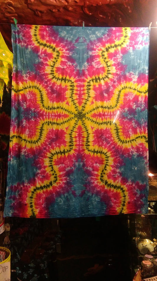 Tie Dye Tapestry Wall Hanging Psychedelic Skyfold 150x220cm Handmade