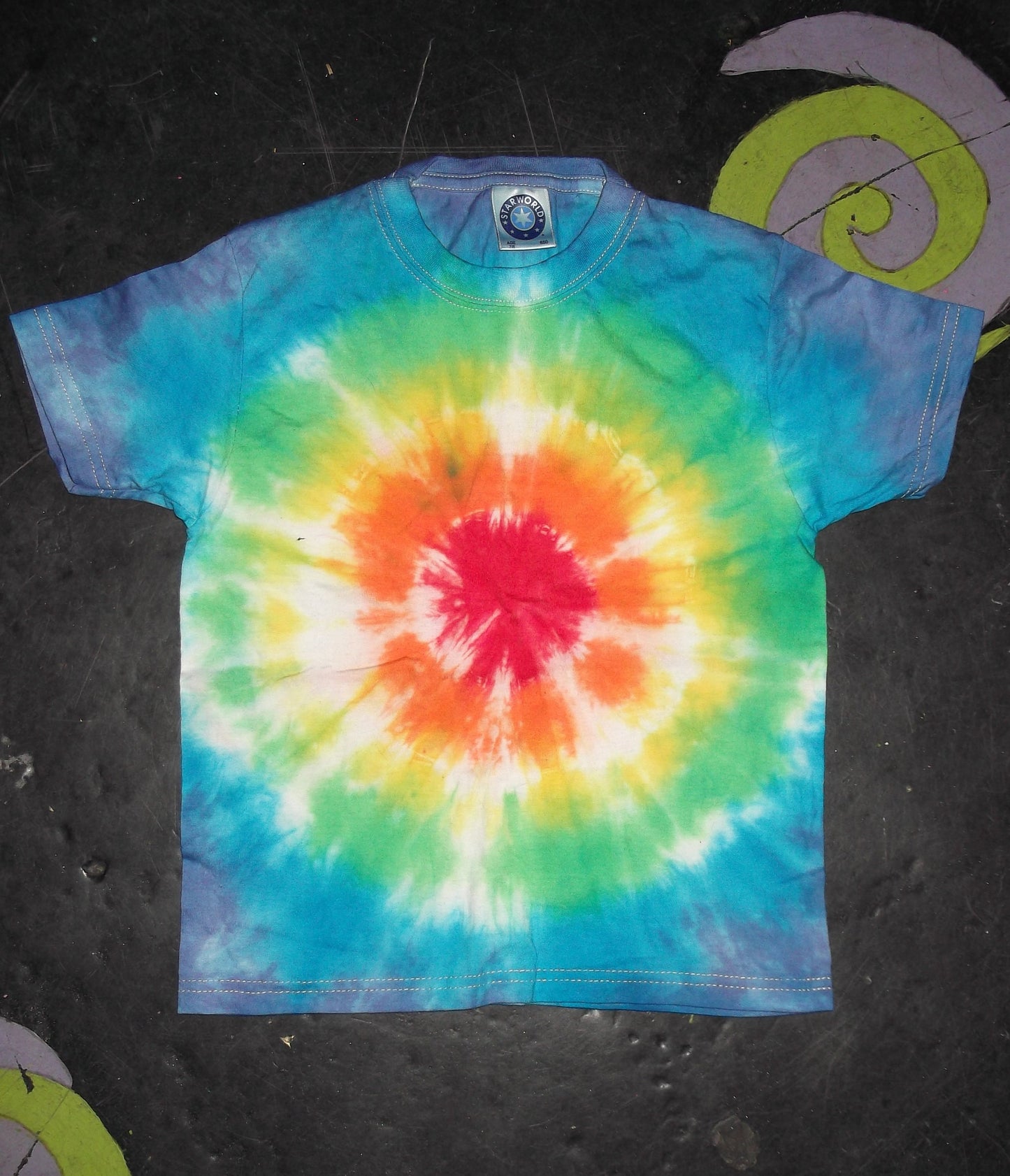 Festival Kid's rainbow blue Tie Dye T shirt Hippy Children's Age 1-13