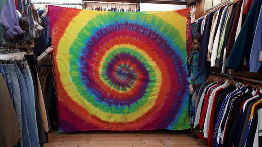 Tie dye Rainbow Spiral wall hanging double size 240cmx210cm tapestry