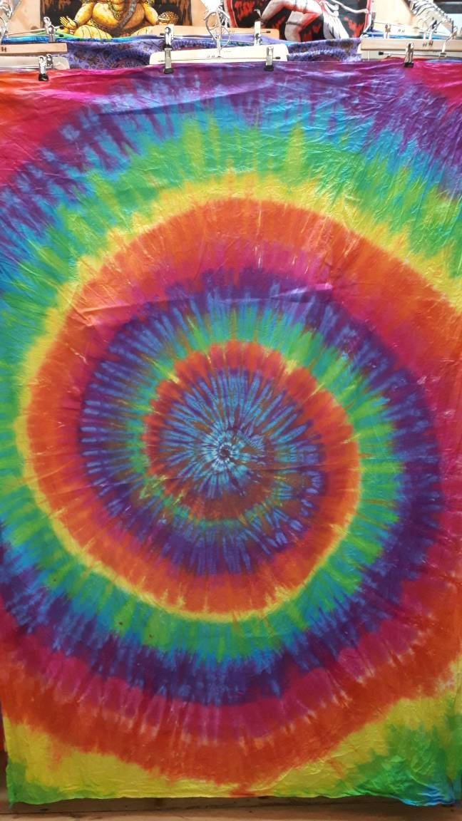 Tie dye Rainbow Spiral wall hanging double size 240cmx210cm tapestry