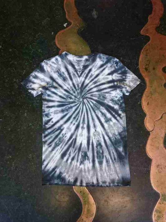 Tie Dye grey black spiral festival hippy handmade T shirt UNISEX S-5XL