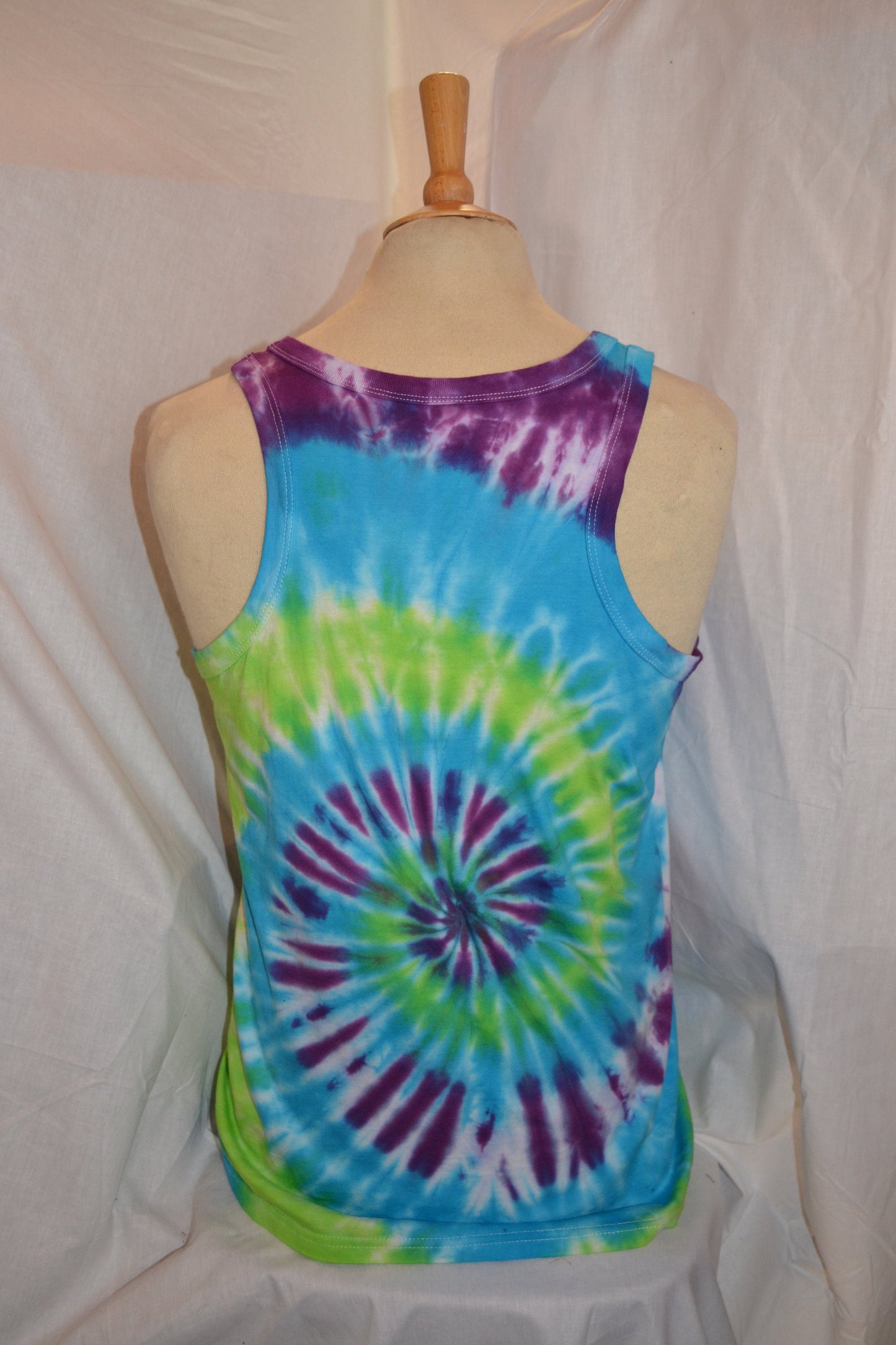 Purple bright spiral festival tie dye t shirt tank vest top men's summer size S-2XL