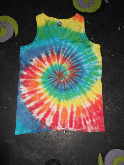 Rainbow spiral festival tie dye t shirt tank vest top men's summer size S-2XL