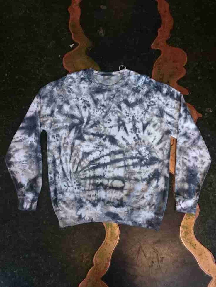 Tie Dye grey black scrunch sweatshirt hoodie UNISEX XS-5XL