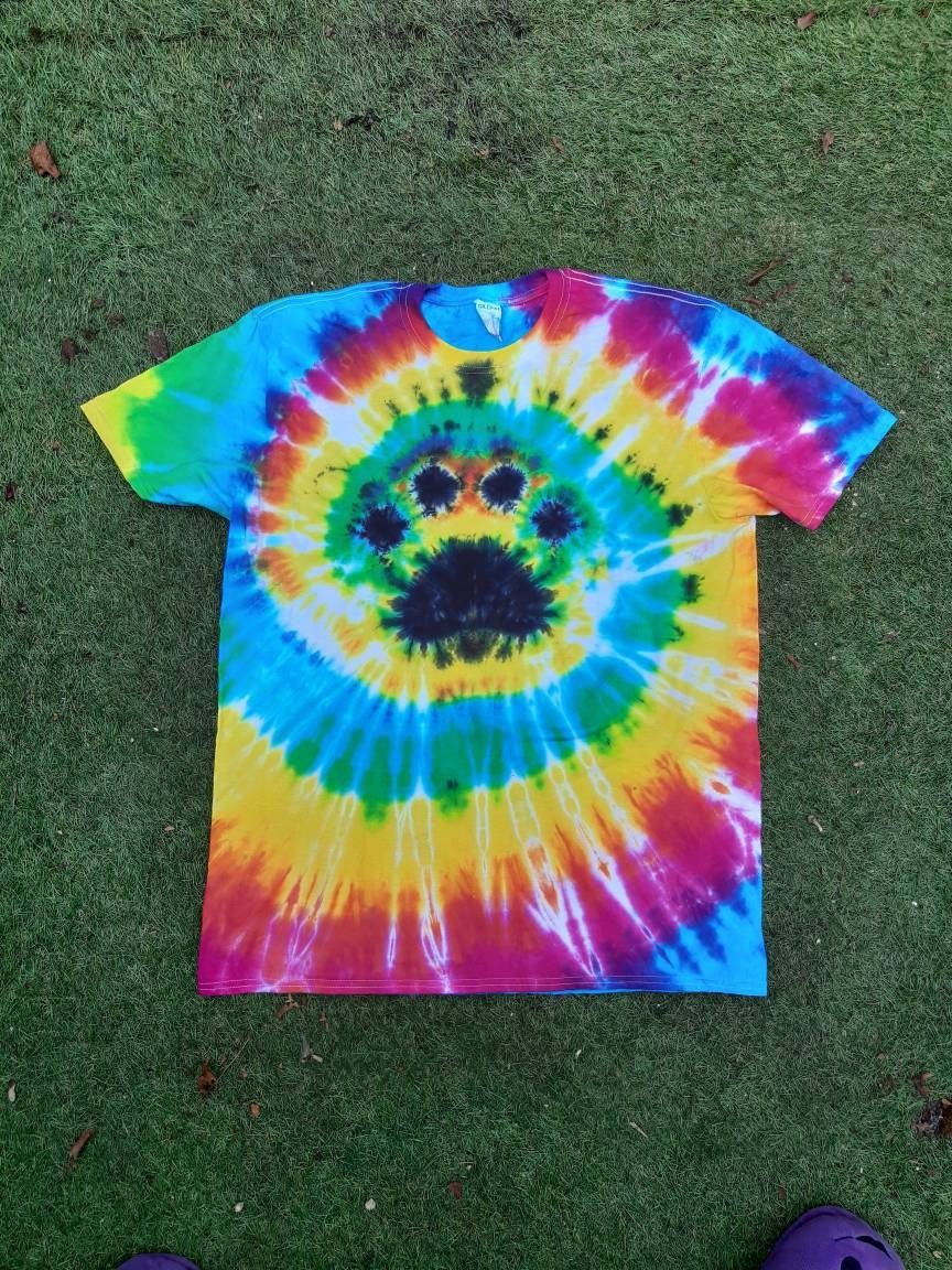 Tie Dye PAW print animal T shirt UNISEX S-5XL