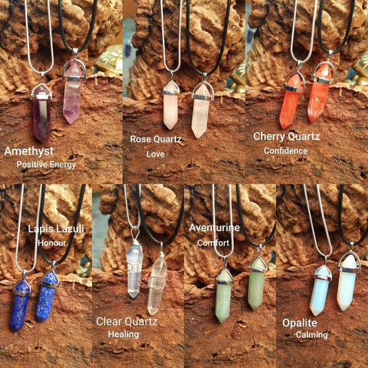 Healing crystal Necklace protection gemstone pendant chakra Indian VARIOUS GEMSTONES