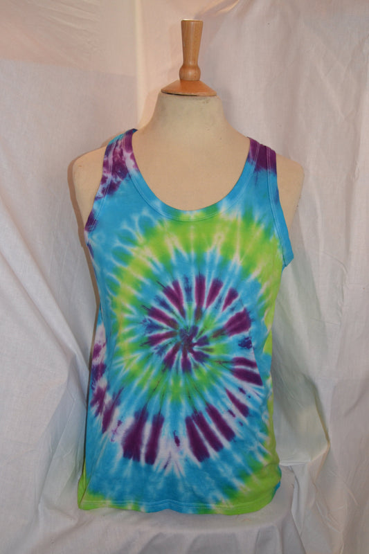 Purple bright spiral festival tie dye t shirt tank vest top men's summer size S-2XL