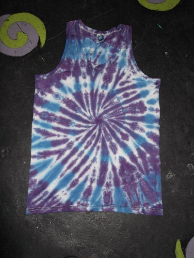 Navy Blue spiral festival tie dye t shirt tank vest top men's summer size S-2XL