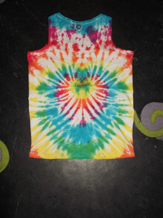 Rainbow spider heart festival tie dye t shirt tank vest top men's summer size S-2XL