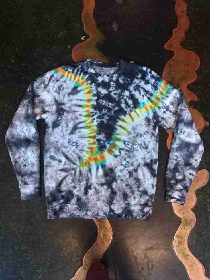 Tie Dye grey black scrunch tornado sweatshirt hoodie UNISEX XS-5XL