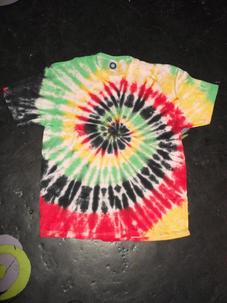 Tie Dye rasta spiral festival hippy handmade T shirt UNISEX S-5XL