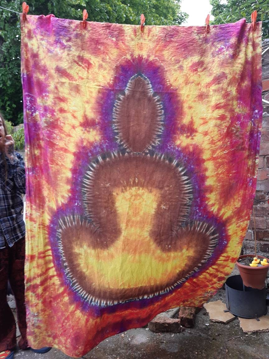 Tie Dye Tapestry Wall Hanging Psychedelic Buddha 150x220cm Handmade