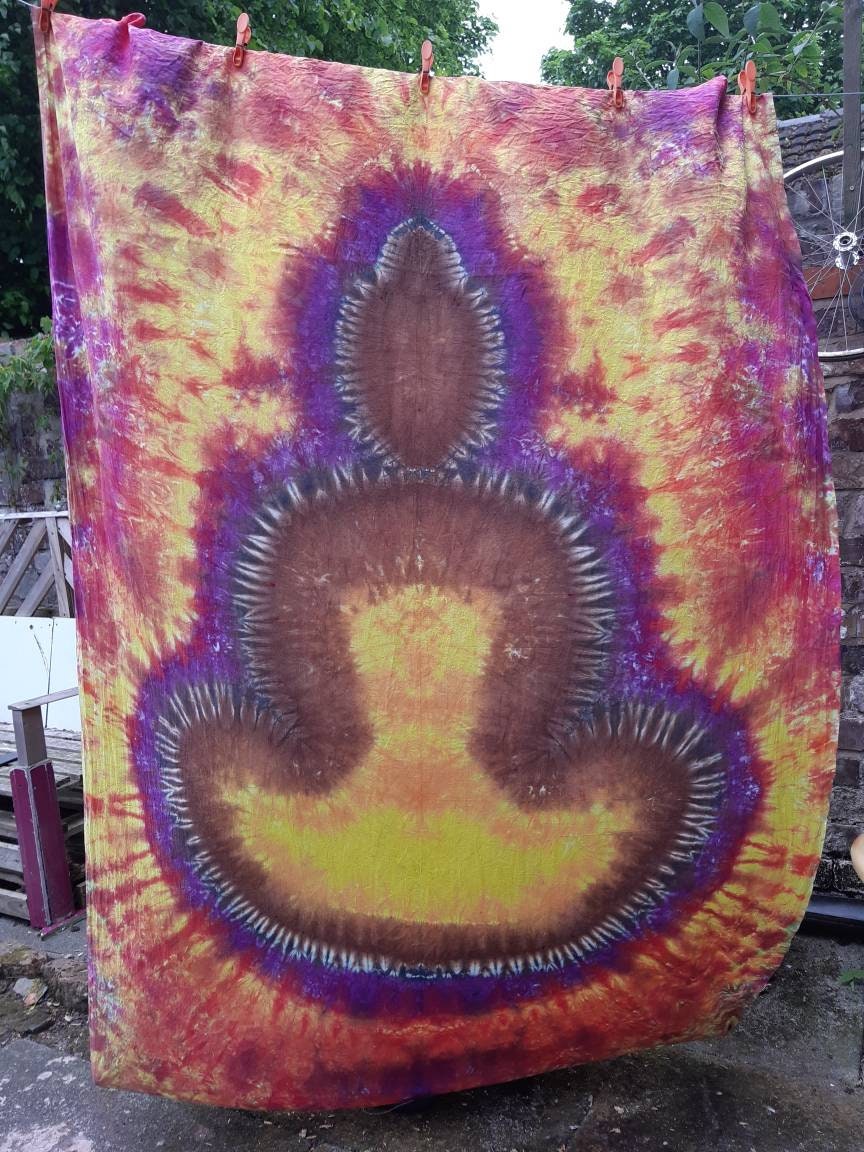 Tie Dye Tapestry Wall Hanging Psychedelic Buddha 150x220cm Handmade