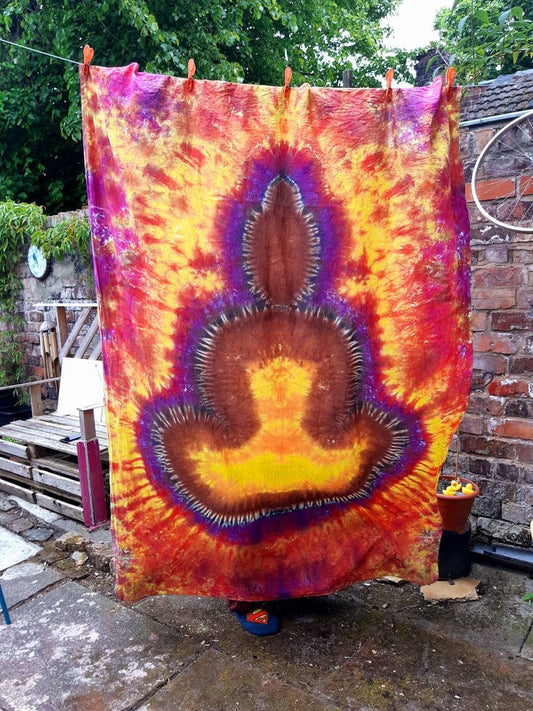 Tie Dye Tapestry Wall Hanging Psychedelic Buddha 150x220cm Handmade