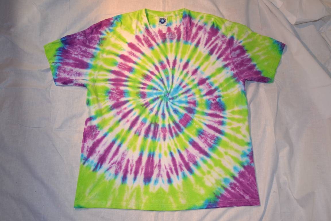 Tie Dye purple green spiral T shirt UNISEX S-5XL