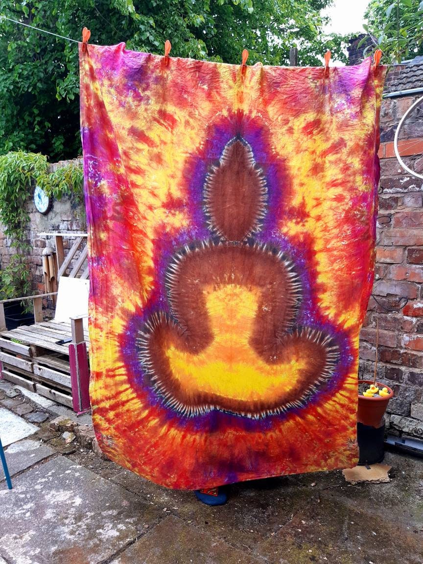 Tie Dye Tapestry Wall Hanging Psychedelic Buddha 150x220cm Handmade