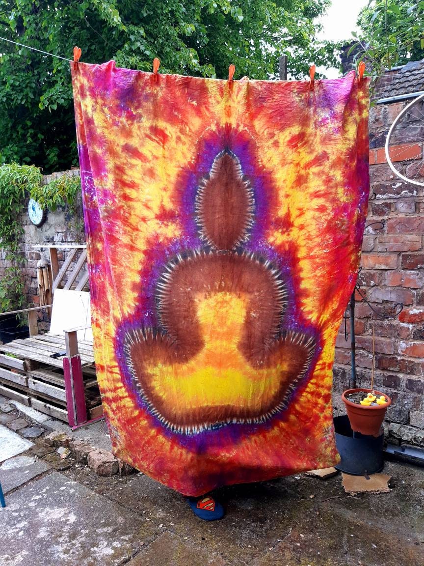 Tie Dye Tapestry Wall Hanging Psychedelic Buddha 150x220cm Handmade