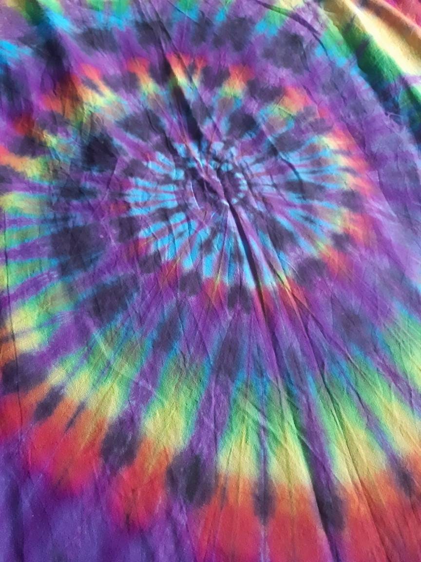 Tie Dye Tapestry Wall Hanging Psychedelic Rainbow Spiral 75x110cm Handmade