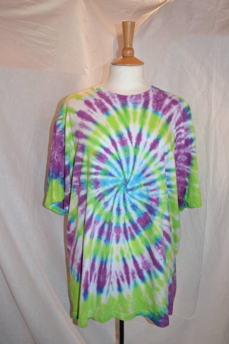 Tie Dye purple green spiral T shirt UNISEX S-5XL