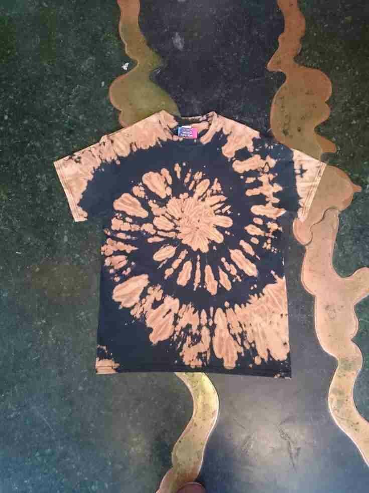 Tie Dye acid wash black brown spiral T shirt UNISEX S-5XL