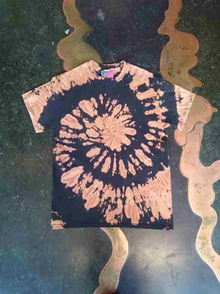 Tie Dye acid wash black brown spiral T shirt UNISEX S-5XL