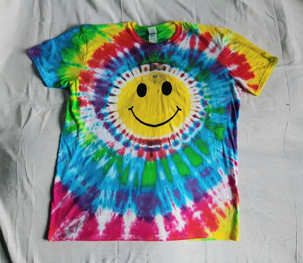 Tie Dye SMILEY face rave T shirt UNISEX S-5XL