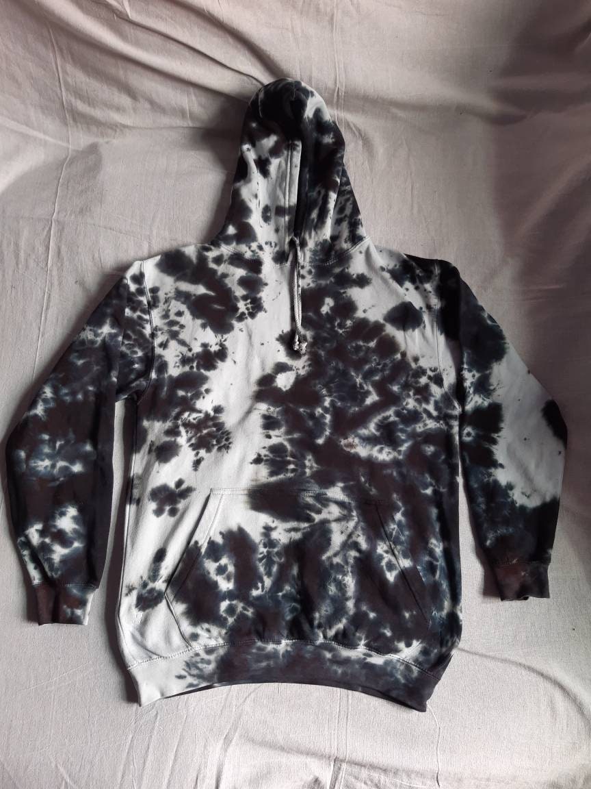 Tie Dye black & white monochrome hoodie UNISEX XS-5XL