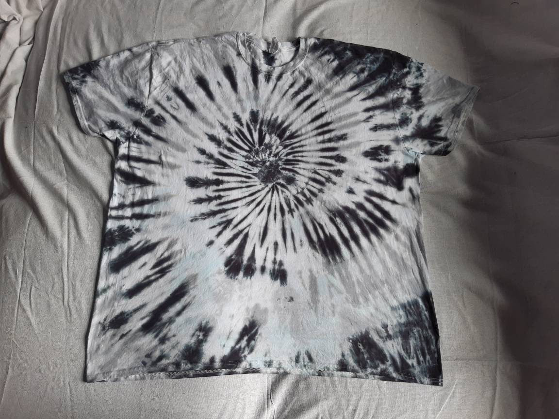 Tie Dye grey black spiral festival hippy handmade T shirt UNISEX S-5XL