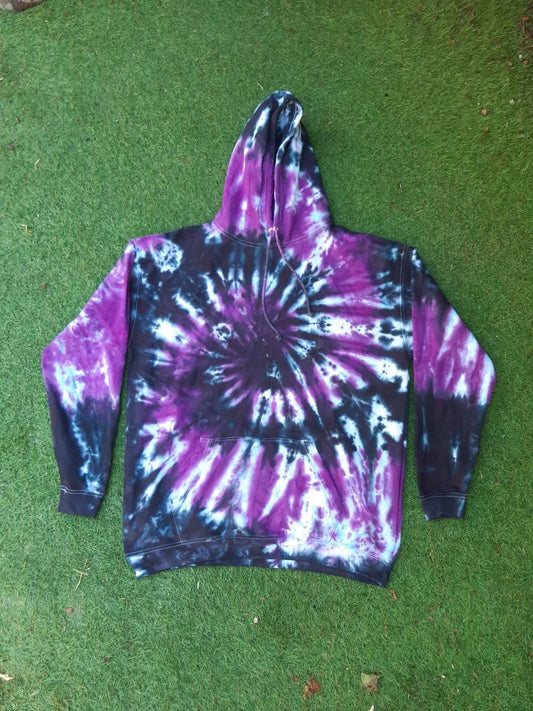 Tie Dye black & purple dark hoodie UNISEX XS-5XL