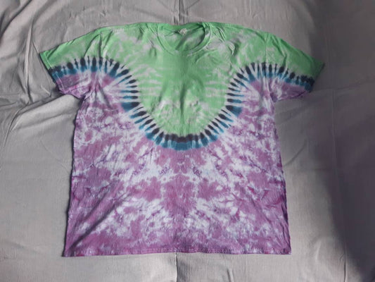 Tie Dye V U pleat T shirt pastel lilac mint UNISEX S-5XL