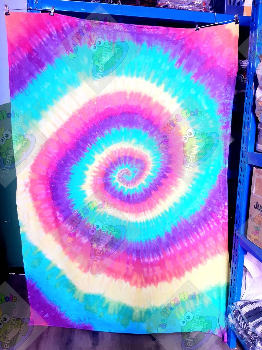 Tie dye Rainbow Spiral wall hanging single size 150cmx220cm tapestry