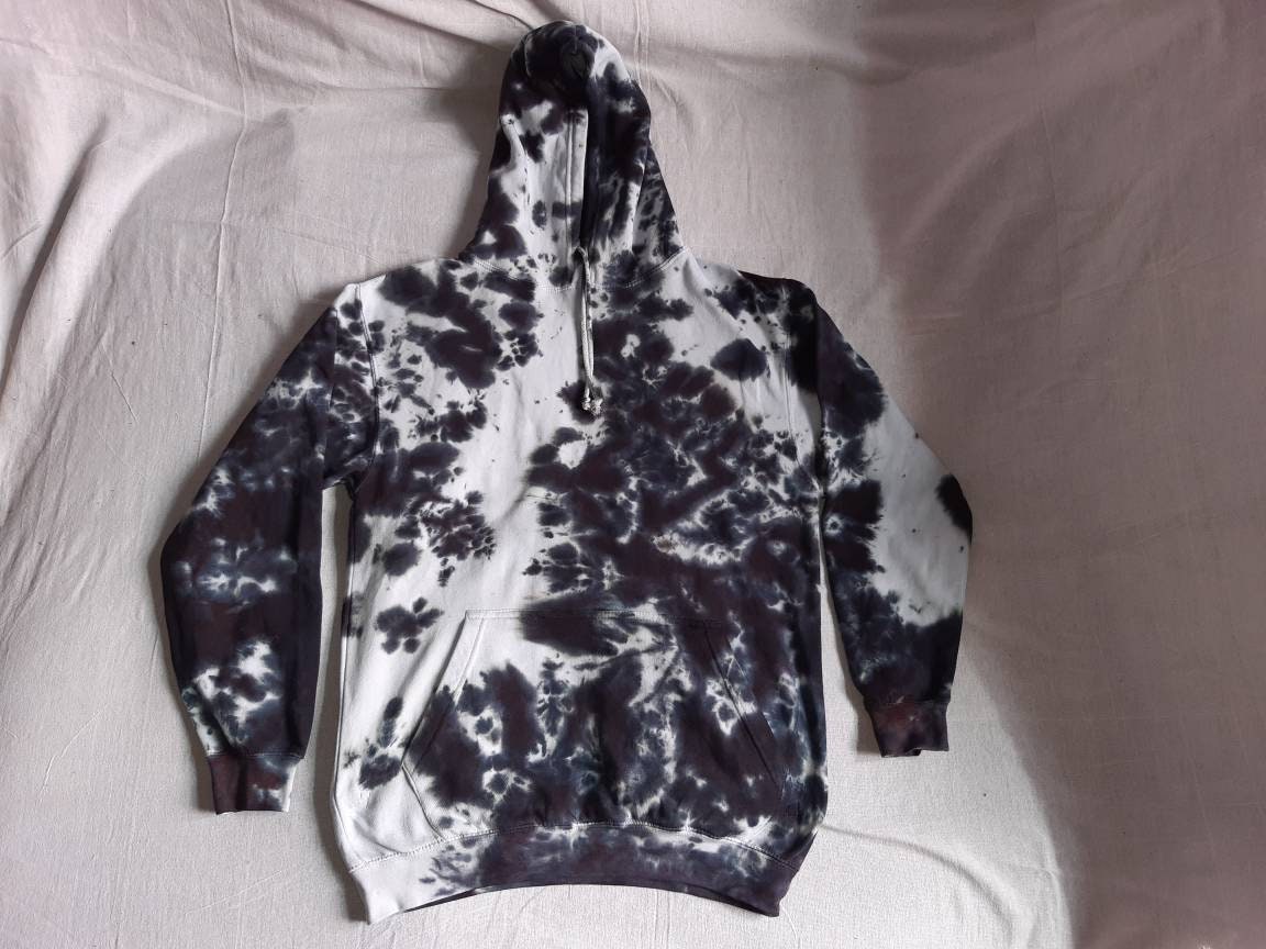 Tie Dye black & white monochrome hoodie UNISEX XS-5XL