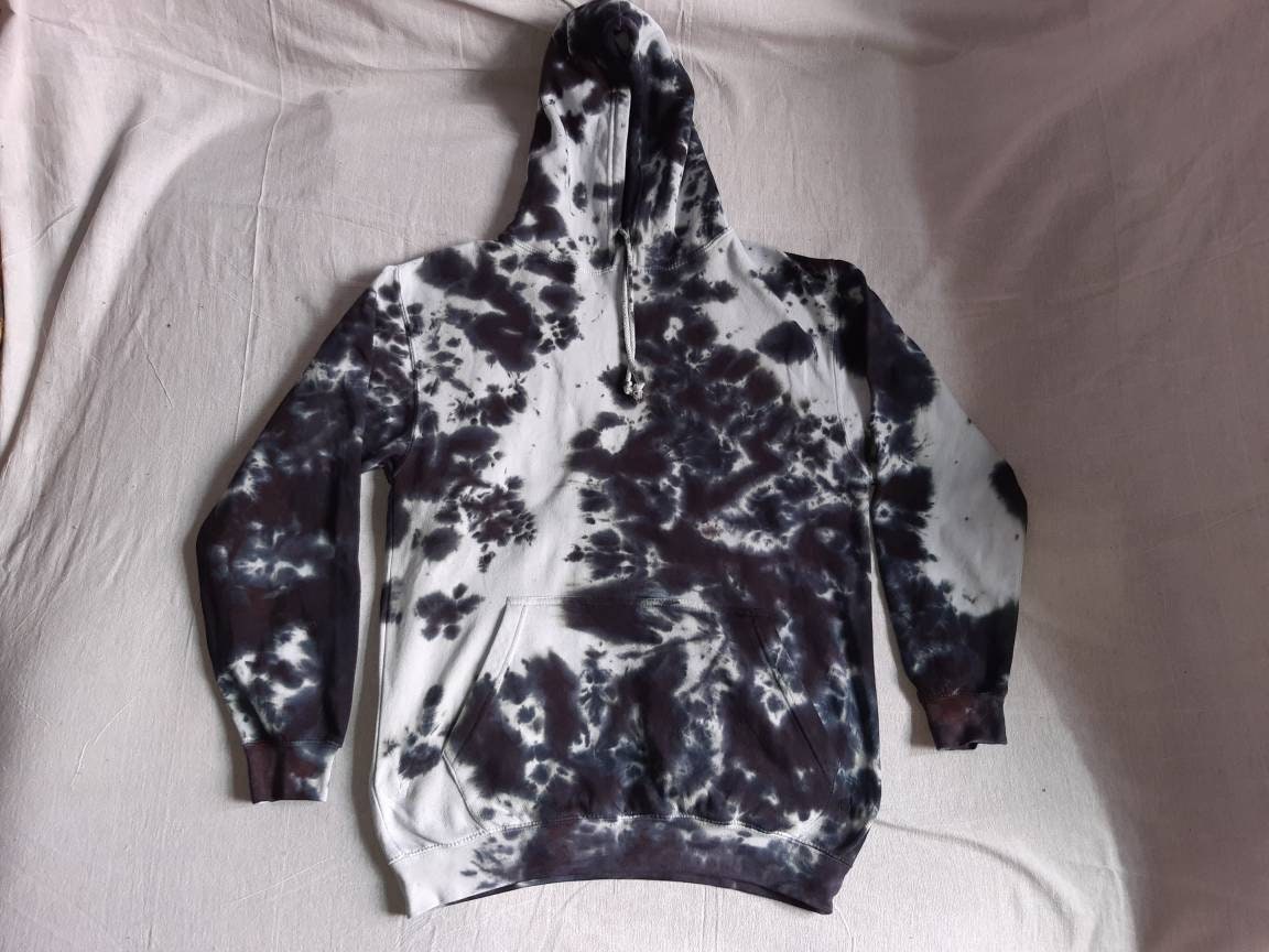 Tie Dye black & white monochrome hoodie UNISEX XS-5XL