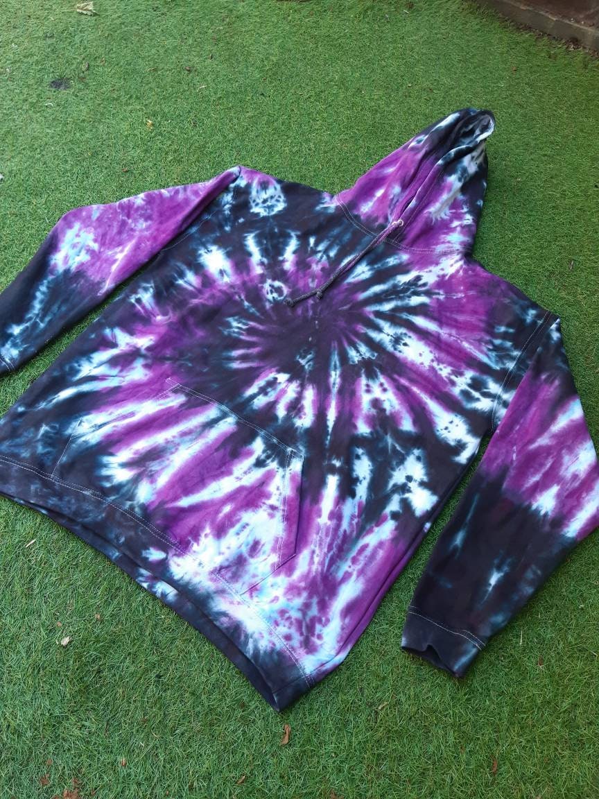 Tie Dye black & purple dark hoodie UNISEX XS-5XL