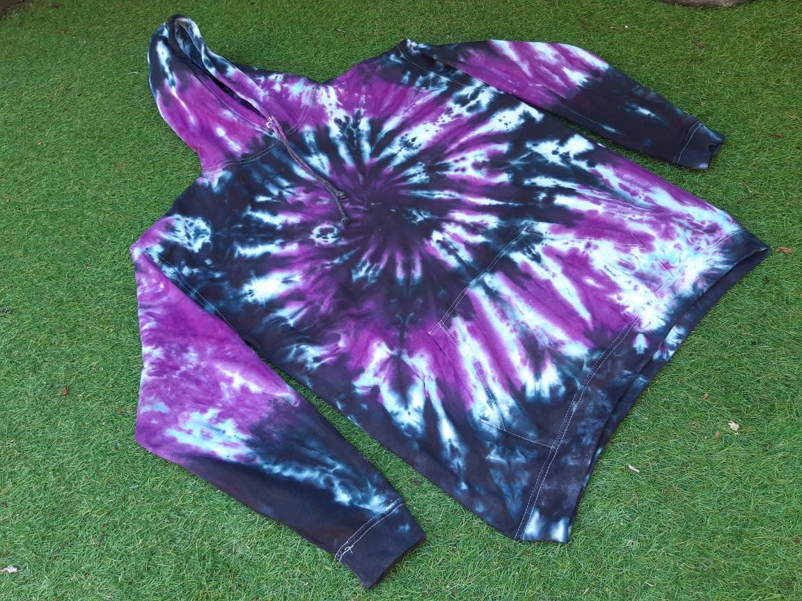 Tie Dye black & purple dark hoodie UNISEX XS-5XL