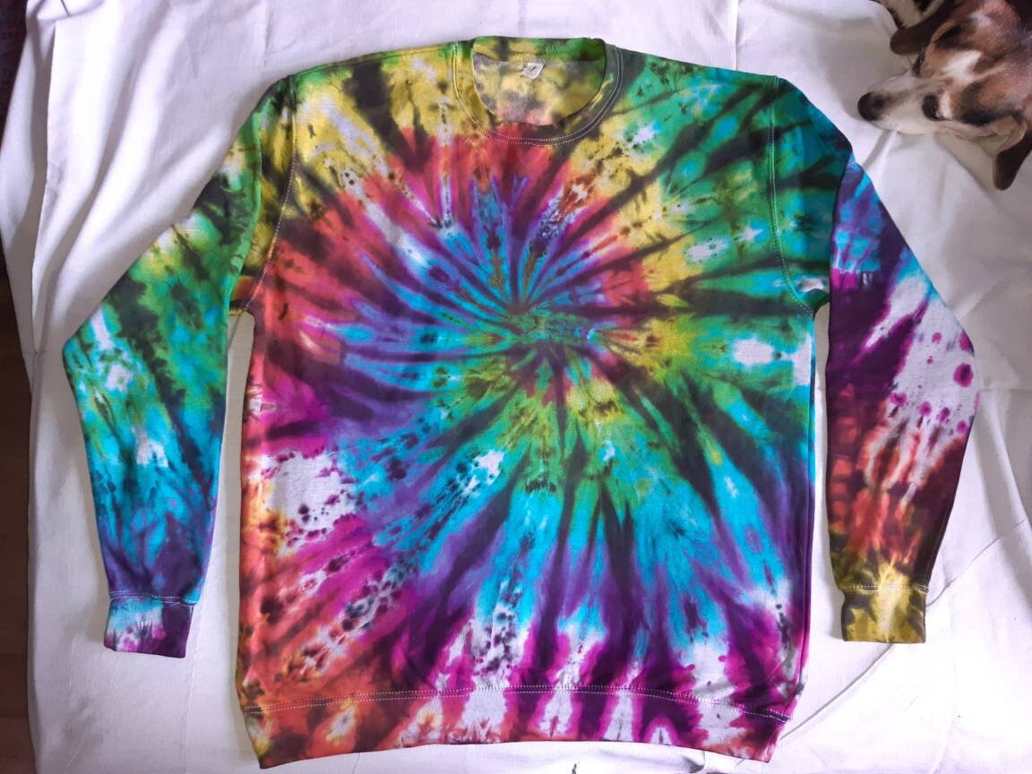 Tie Dye dark rainbow spiral sweatshirt hoodie UNISEX XS-5XL