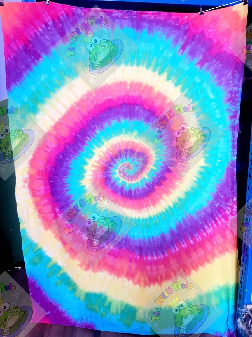 Tie dye Rainbow Spiral wall hanging single size 150cmx220cm tapestry