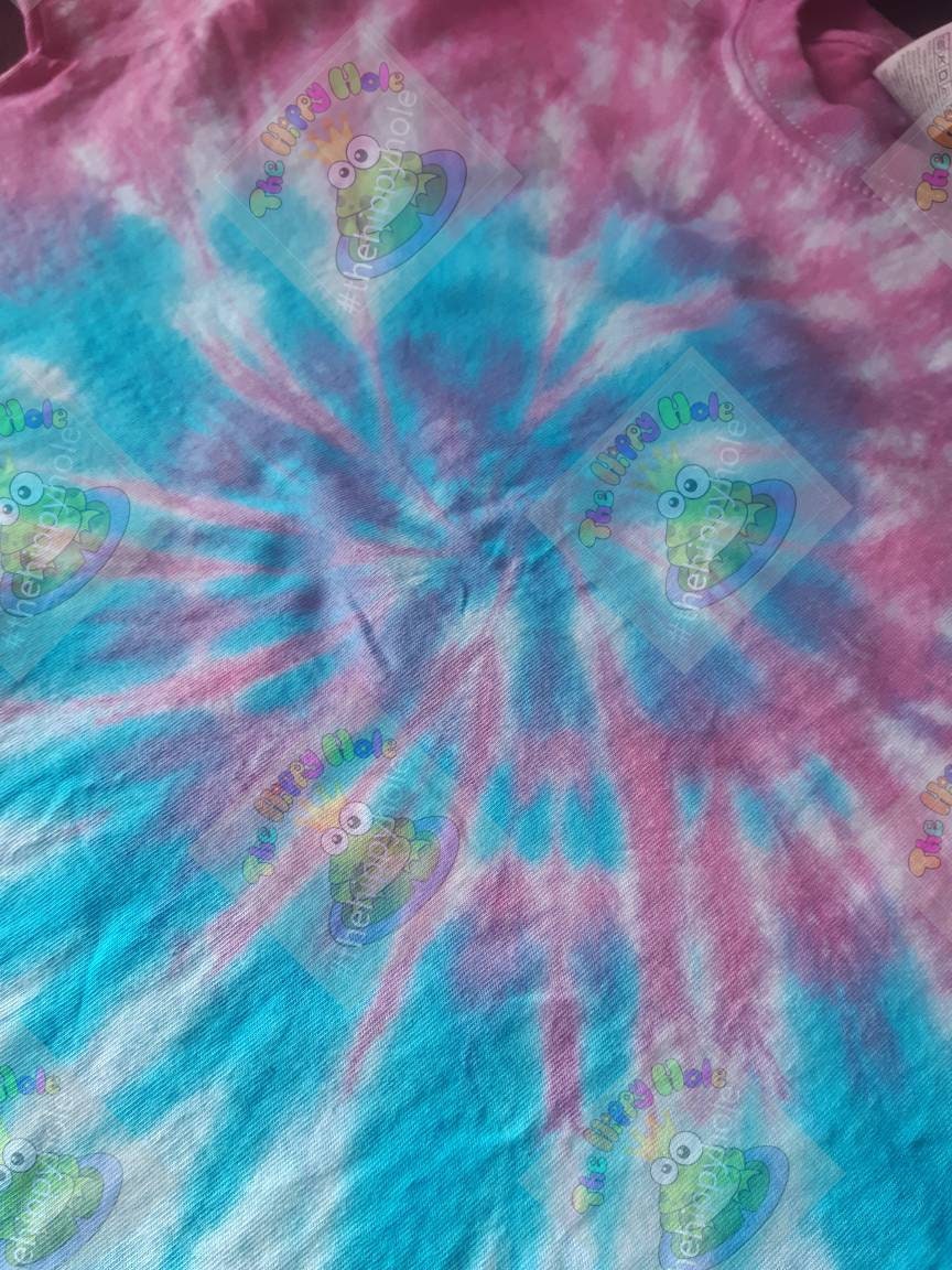 Festival Kid's pastel pink blue spiral Tie Dye T shirt Hippy Children's Age 1-13