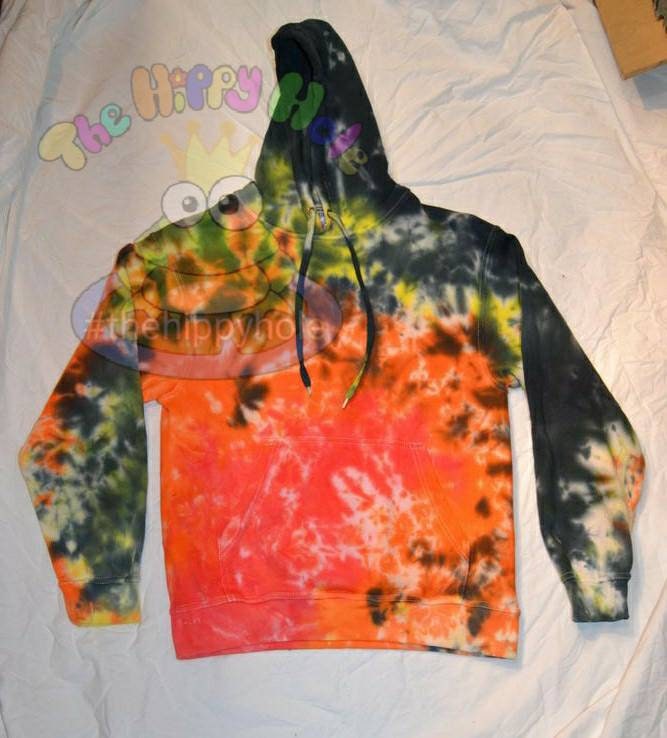 Tie Dye black & red fire scrunch hoodie UNISEX XS-5XL