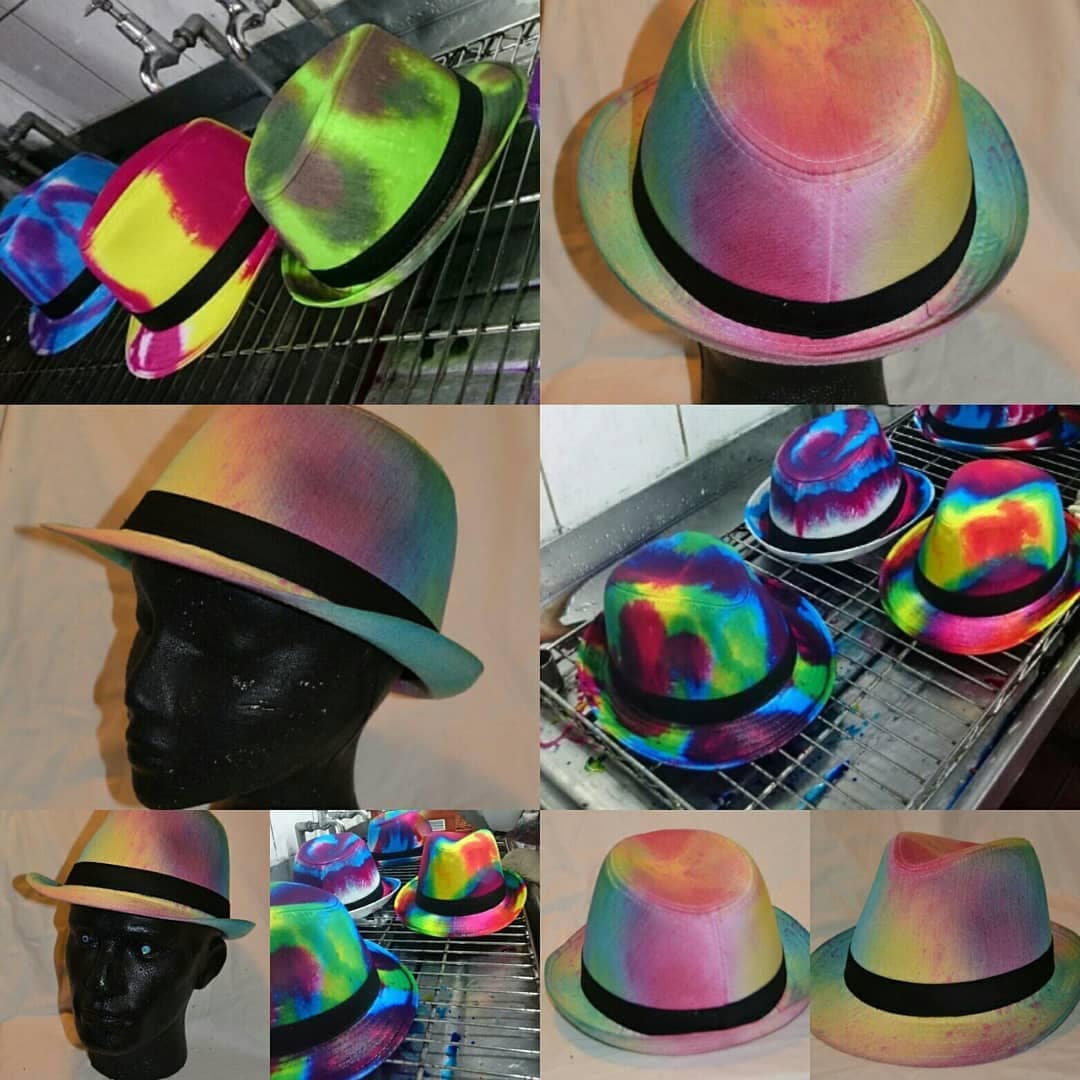 Handmade Tie Dye Fedora Trilby Rave Hat Rainbow Multi Colour Festival