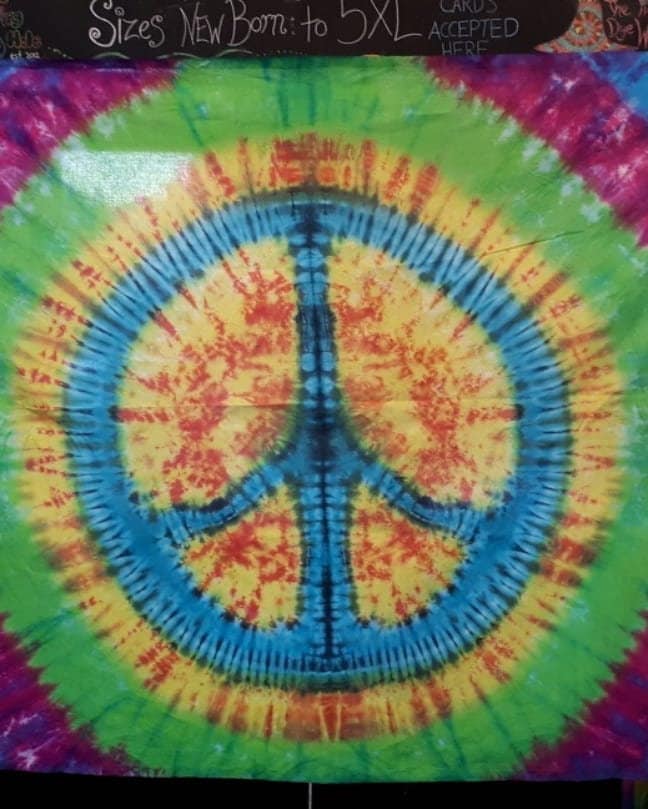 Tie Dye Tapestry Wall Hanging Psychedelic CND Peace Sign 220x150cm Handmade