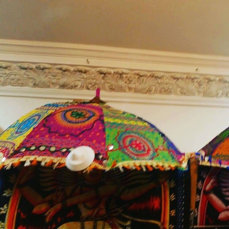 Decorative Indian sequin mirror hand embroidered parasol