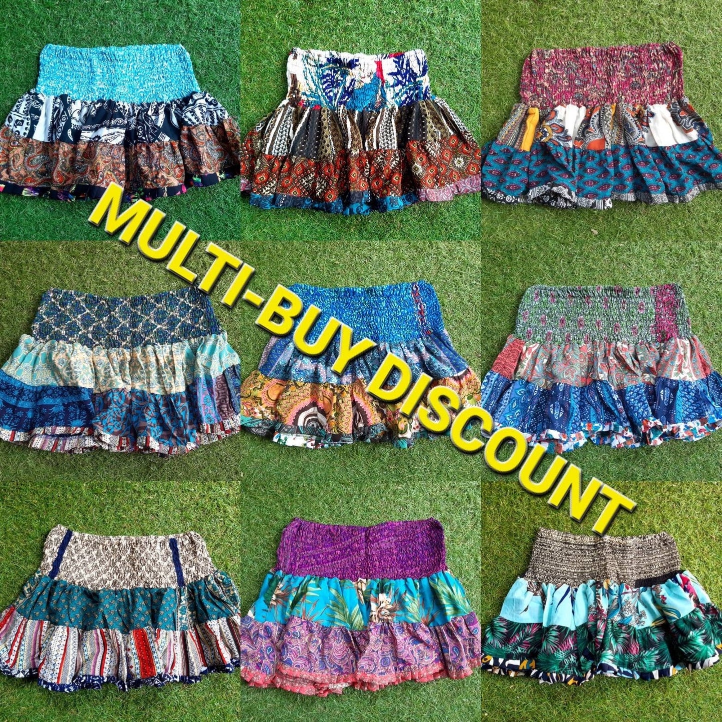 patchwork mini rara skirt hippy festival MULTI BUY DISCOUNT wholesale handmade in India