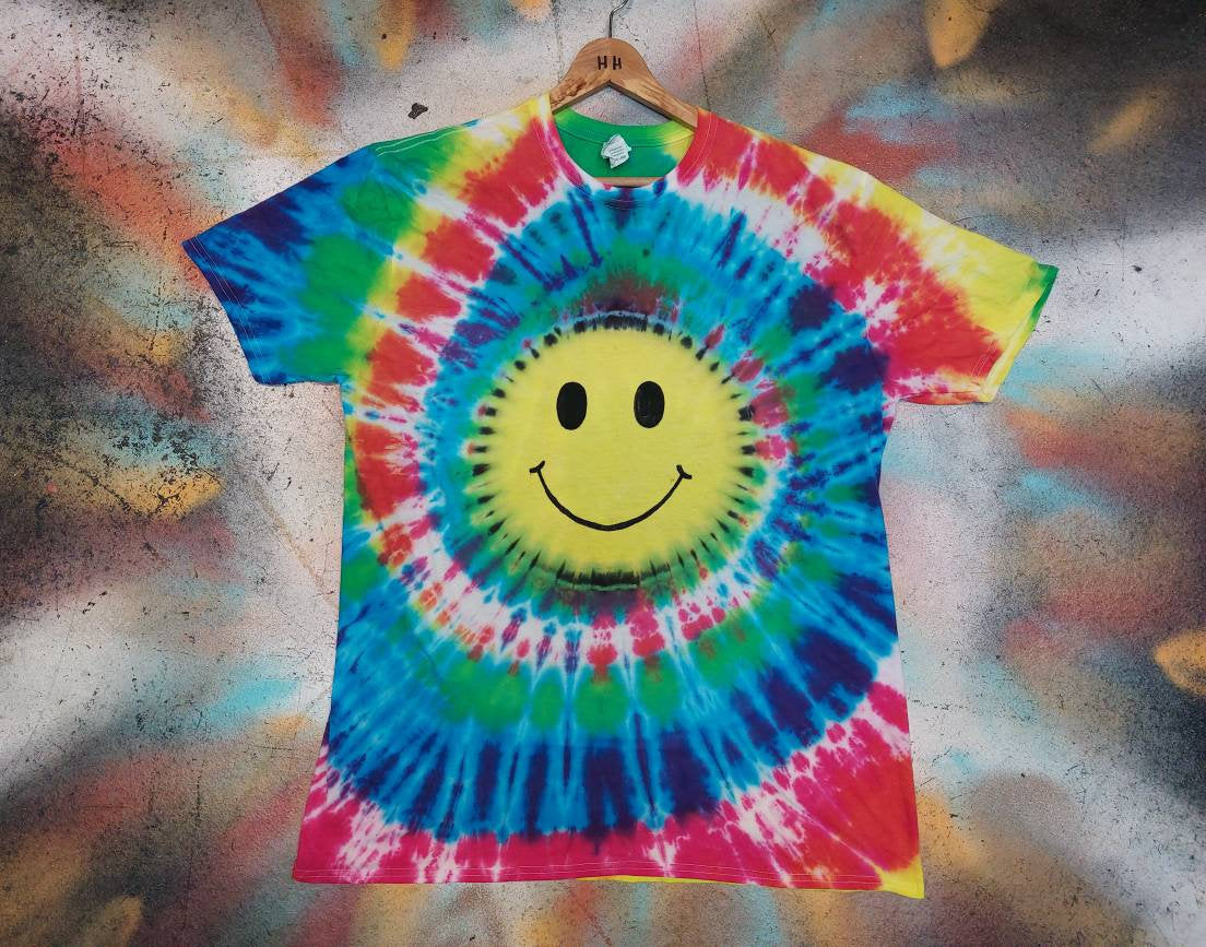 Tie Dye SMILEY face rave T shirt UNISEX S-5XL