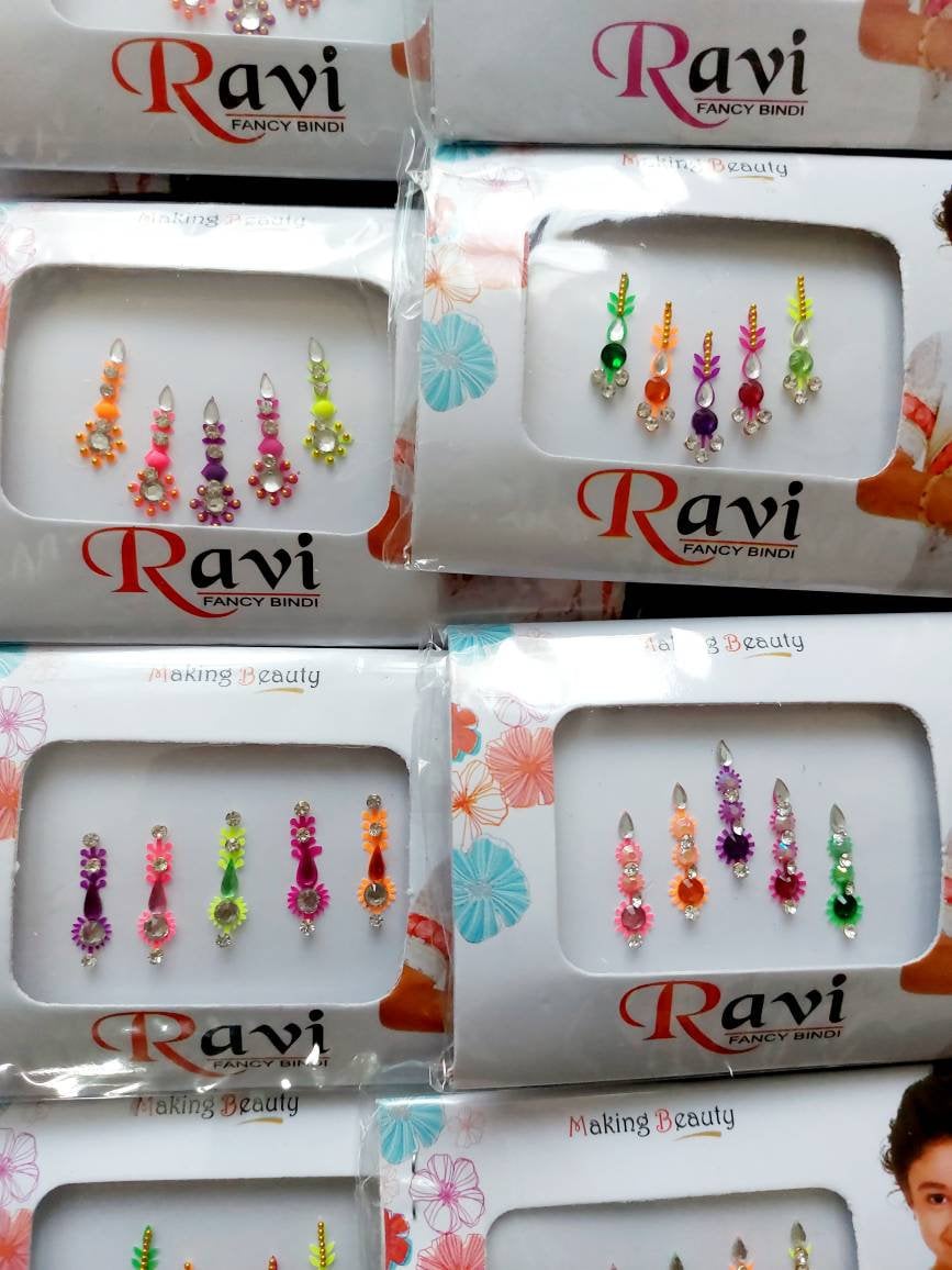 Bindi pack mixed colour style self stick festival party rave India Bridal NEON