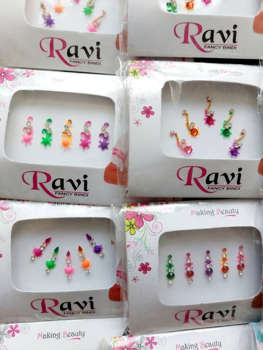 Bindi pack mixed colour style self stick festival party rave India Bridal NEON