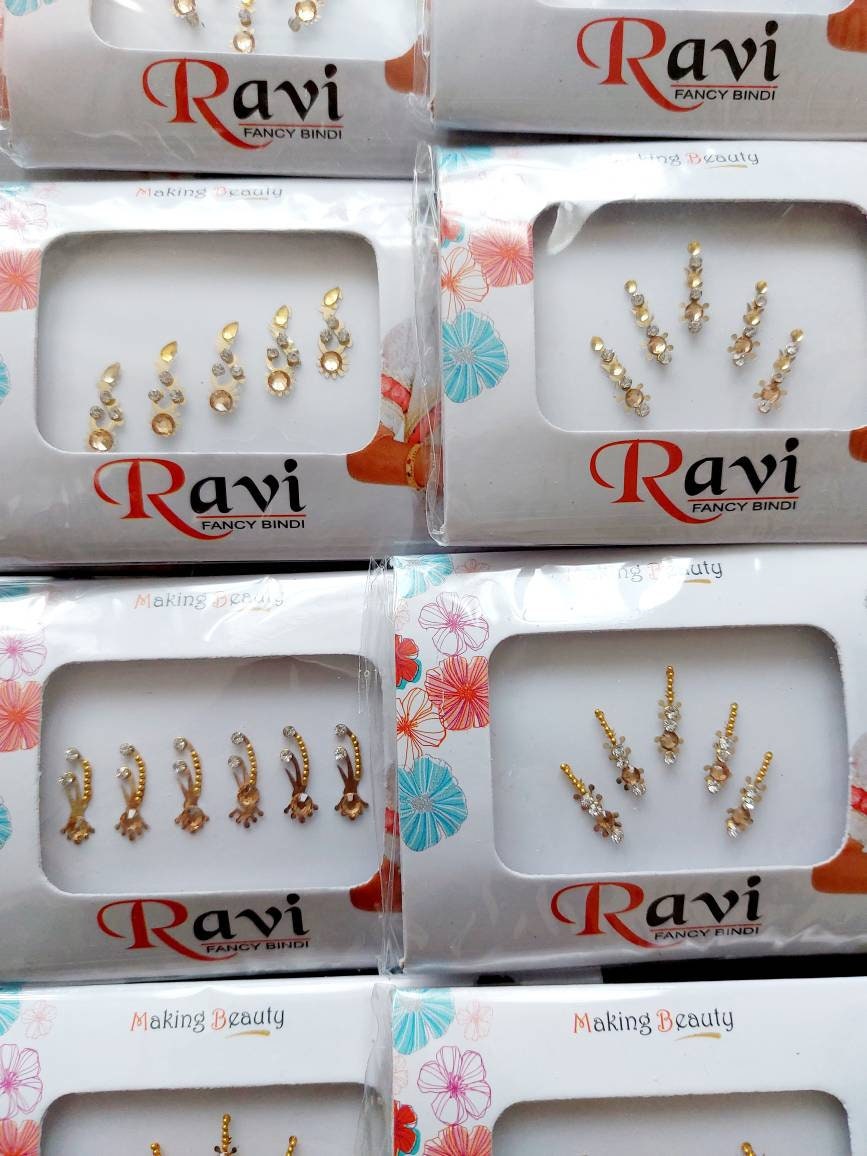 Bindi pack mixed colour style self stick festival party rave India Bridal GOLD